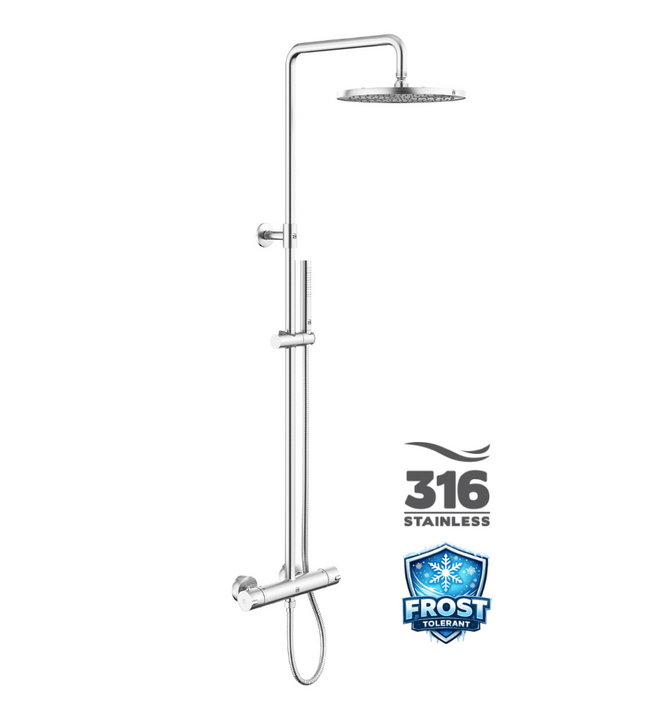 Smooth set met thermostatische kraan en handdouche rvs 316